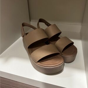 Nude croc platform sandals